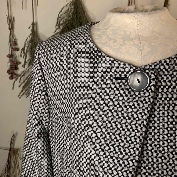 Worthington Houndstooth Cropped Jacket 3/4 Sleeves Size 12 - Picture 2 of 7